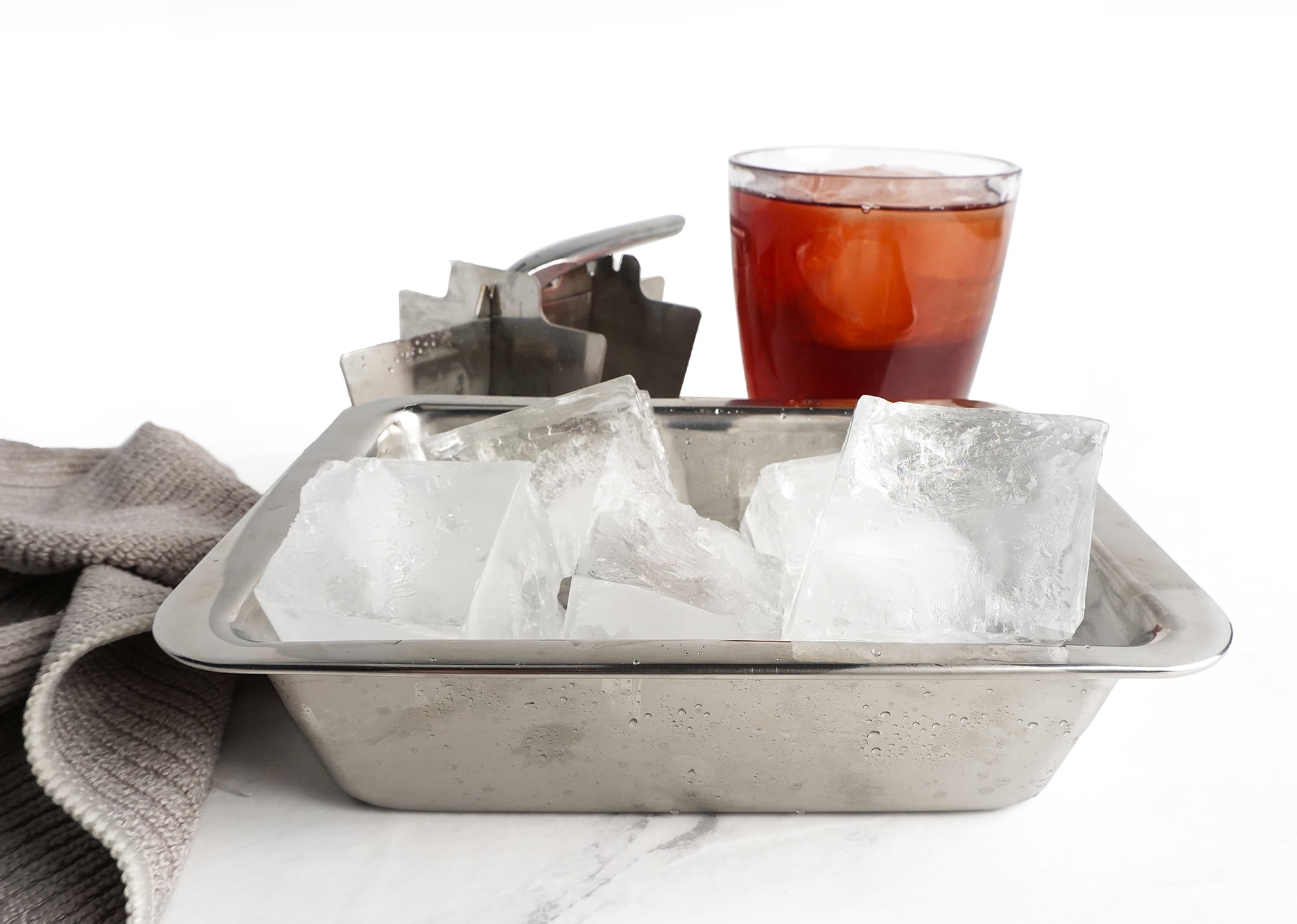 RSVP Endurance 18/8 Stainless Steel Set of Ice Cube Trays, Vintage Inspired  (1) and Large (1)