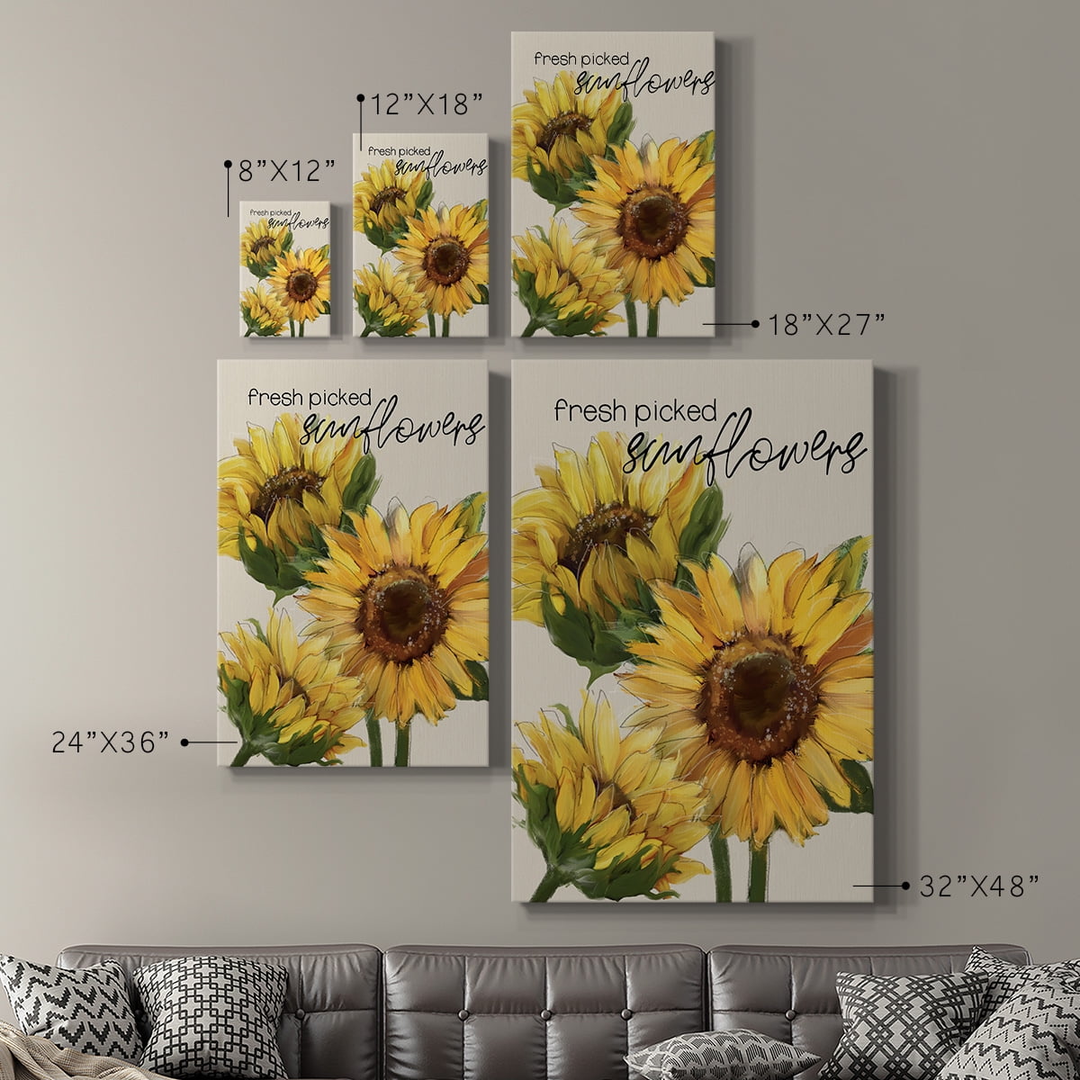 Fresh Picked Sunflowers Premium Gallery Wrapped Canvas - Ready to Hang