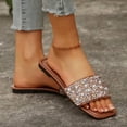 thumbnail image 7 of Qingpeng Womens Open Toe Flat Slide Sandals Square Toe Summer Shoes with Pearl and Sequin Embellishment for Casual Beach Wear, 7 of 7