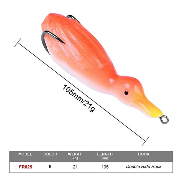 fashionhome 6pcs Simulation Duck Soft Fishing Lure 10.5 cm 21g Frog Top  Water 3D Lure Soft Silicone Sequins Duck Lure Artificial Fishing Lure 