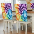 thumbnail image 2 of Abstract Rainbow Chair Back Covers Set of 8, Modern Blue Purple Orange Green Marble Stretch Dining Chair Back Slipcovers Removable Seat Cover for Kitchen Restaurant Hotel Cafe, 2 of 9