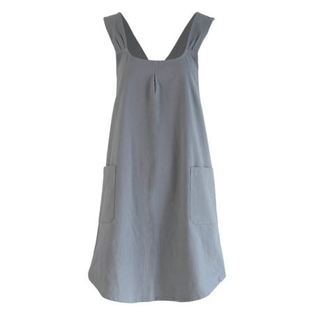 

Women Home For Cooking Soft With Pockets Kitchen Apron Japanese Style Washable