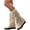 Beige, variant on Women's Fringe Knee High Boots Fashion Round Toe Platform Low Heel Mid Calf Western Cowboy Tassel Boots