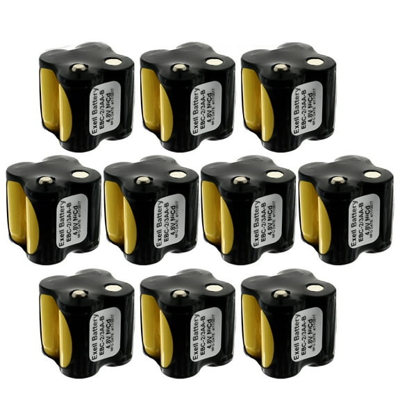 10x Exell Custom 4.8V 400 mAh 4x2/3AA Square Battery Pack with Button Top