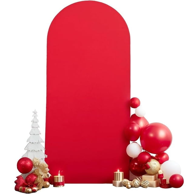 Yiwa Gold Arch Backdrop Cover Set, 3-Piece Double-Sided Spandex with Zipper, 6ft to 7.2ft for Photo or Event Decor