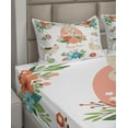 thumbnail image 5 of Ambesonne Easter Fitted & Top Sheet Set with Shams, Pastel Bunny Flowers Cartoon, Coral Beige, 5 of 7