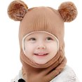 thumbnail image 1 of Qarigey Sombrero de bufanda de bebé de amplia aplicación para todas las actividades al aire libre Gorros de bufanda con capucha de invierno Sombreros Café, 1 of 6