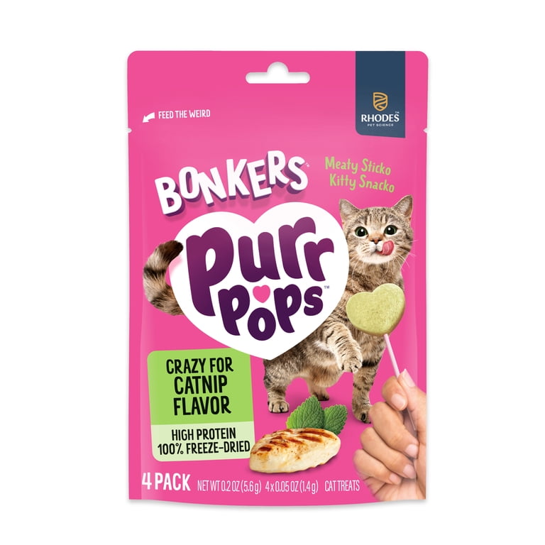 more-cats もあねこ ハイロ ソフビ 手毬飴 Bonkers Purrpops Freeze Dried Catnip Lollipop Treats, 4 Pieces