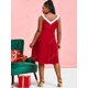 thumbnail image 3 of Tamaño además de terciopelo de Navidad una línea vestido del tanque Rosegal  Vestidos casuales de talla grande, 3 of 5