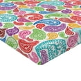 thumbnail image 2 of Ambesonne Paisley Fitted Sheet, Modern Striped Oriental, Queen Size, Multicolor, 2 of 3
