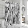 thumbnail image 5 of Black White Lines Shower Curtain Set - Standard 72" x 72" Washable Bathtub Curtain with 12 Hooks, Retro Stripes Texture Minimalist Art Waterproof Fabric Shower Curtains for Bathroom/Bathtub Décor, 5 of 6