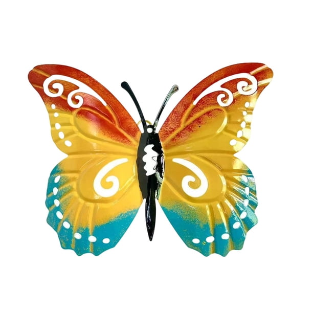 Escultura decorativa de pared con forma de mariposa de hierro Amarillo