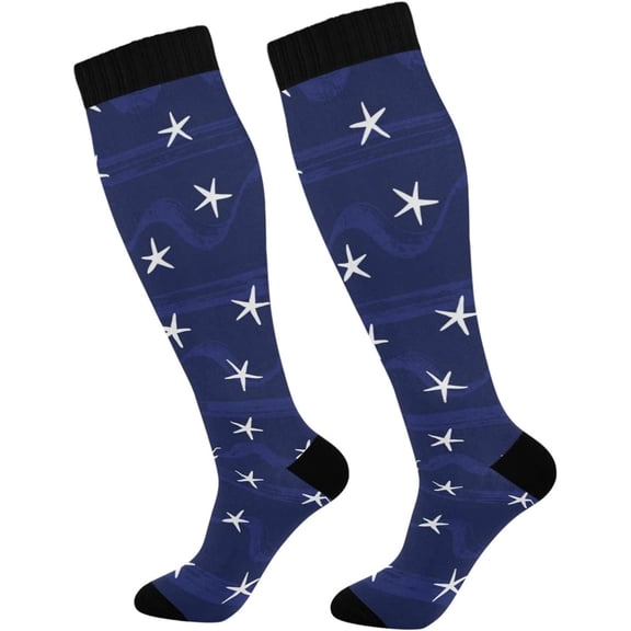 GZHJMY Star Compression Socks, Women Men Long Stocking (20-30mmHg), Travel Knee High Stockings for Athletic Sports,Running,Cycling,Nursing