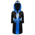 thumbnail image 1 of Doomiva Enfants Garçons Robe de Boxe Art Martial Muay Thaï Uniforme Manches Longues Kick Boxe Robe à Capuche Ensembles Noir&Bleu D 8, 1 of 5