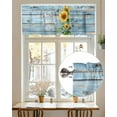 thumbnail image 7 of Sweet Home Valances for Windows Sunflower Vintage Rustic Lake Blue Stripe Wood Board Valance Rod Pocket Short Window Treatments Curtains for Kitchen Bathroom Living Room Bedroom, 42 x 12 Inch, 7 of 7
