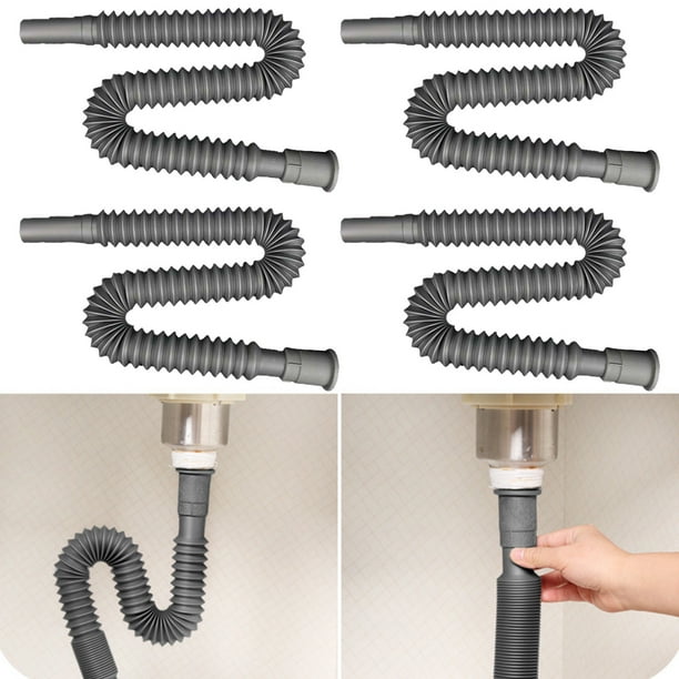 Tubo de desagüe de cerámica antiolores para lavabo | Tubo de desagüe de plástico para fregadero | Juego completo de 4 piezas para instalación en fregaderos de baño y cocina