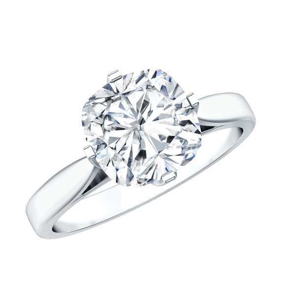 Rosec Jewels Moissanite Cushion Cut Engagement Ring 3 Carat - 8 mm Solitaire Ring - D-VS1 Quality Certified, 925 Sterling Silver, US 4.00
