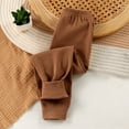 thumbnail image 2 of Ahuyic Long Pants for Kids,Boys Girls Solid Color Thermal Leggings 1-11 Years Elastic Waist Casual Pants for Casual Sleepwear in Fall Winter,4-5Years Coffee, 2 of 4