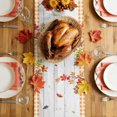 thumbnail image 5 of Pumpkins Fall Table Runner - 72 Inch Long Thanksgiving Harvest Maple Wooden Plaid Cotton and Linen Blended Dress Scarves Farmhouse Table Runner for Kitchen Dining, Coffee Table, 13" x 72", 5 of 8