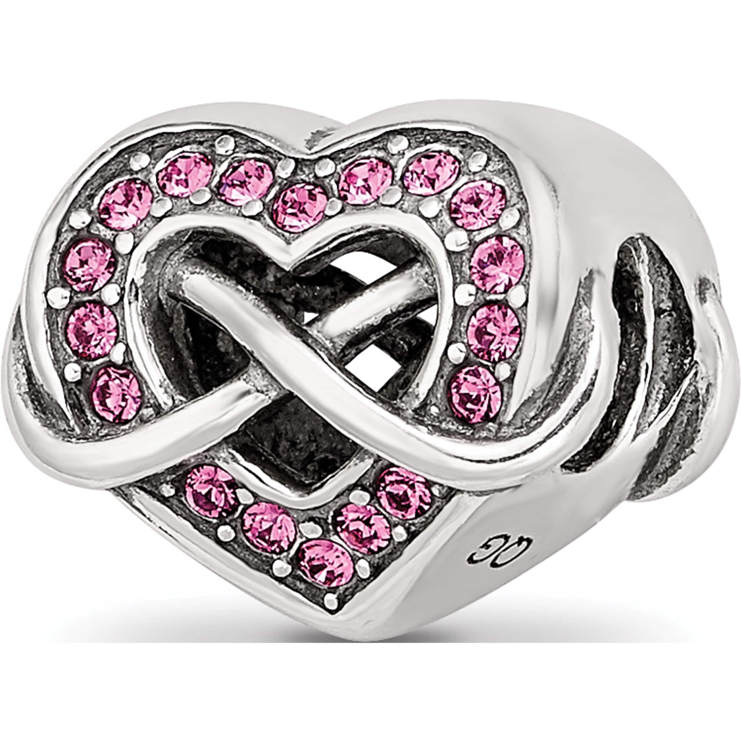 Sterling Silver Reflections Crystal Infinity Symbol In Heart Bead (9.84 ...