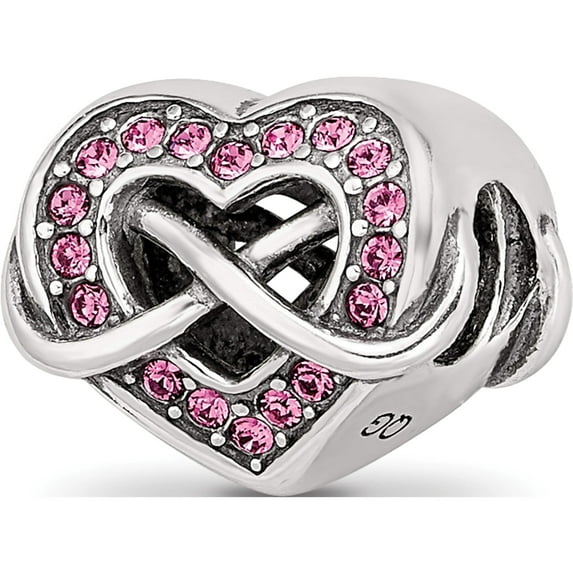 Sterling Silver Reflections Crystal Infinity Symbol In Heart Bead (9.84 X 10.64) Made China qrs3928