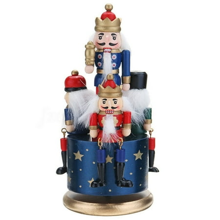 

Vervmczn Christmas Nutcracker Kids Birthday Music Box DIY Wooden Nutcracker Toy Crafts Blue