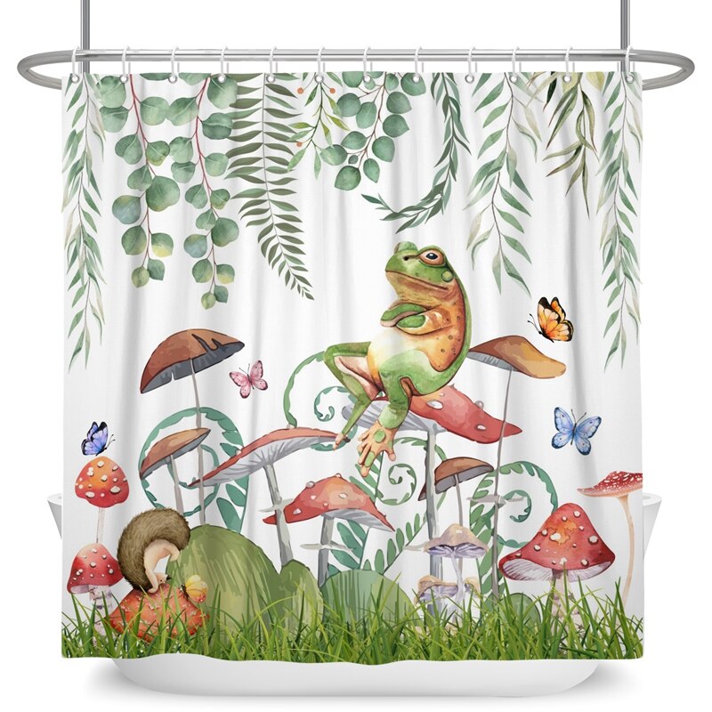 Cute Cartoon Frog Shower Curtains Funny Animals 3D Print Summer Pattern Washable Fabric For