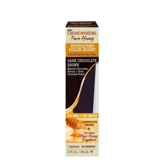 Creme Of Nature Pure Honey Hydrating Color Boost Semi Permanent Hair Color Dark Chocolate Brown 3 oz.