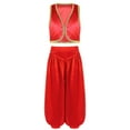 thumbnail image 7 of Aislor Kids Boys Arabian Prince Street Rats Costume Silky Waistcoat with Harem Dance Pants Red 16, 7 of 7
