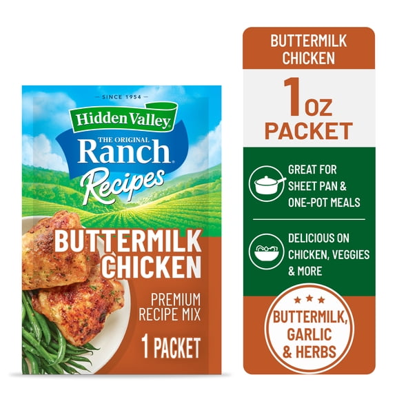 Hidden Valley Ranch Recipes Buttermilk Chicken Premium Seasoning Mix, 1 oz Packet