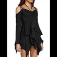 thumbnail image 2 of Disfraz de Halloween para Mujer, Vestido Midi Fluido con Pañuelo y Hombros Descubiertos, Estilo Hada Mariposa para Fiesta de Cosplay. Negro XXL, 2 of 10
