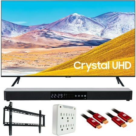 Samsung UN55TU8000 55" TU8000 4K Ultra HD Smart LED TV (2020 Model) with Deco Gear Home Theater Soundbar, Wall Mount Accessory Kit and HDMI Cable Bundle (UN55TU8000FXZA 55TU8000 55 Inch TV)