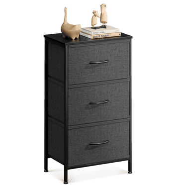 Hepfture, Fabric Dresser Storage Tower, 3-Drawer Organizer Unit for Bedroom, Closet & Entryway with Adjustable Footpads, Dark Grey
