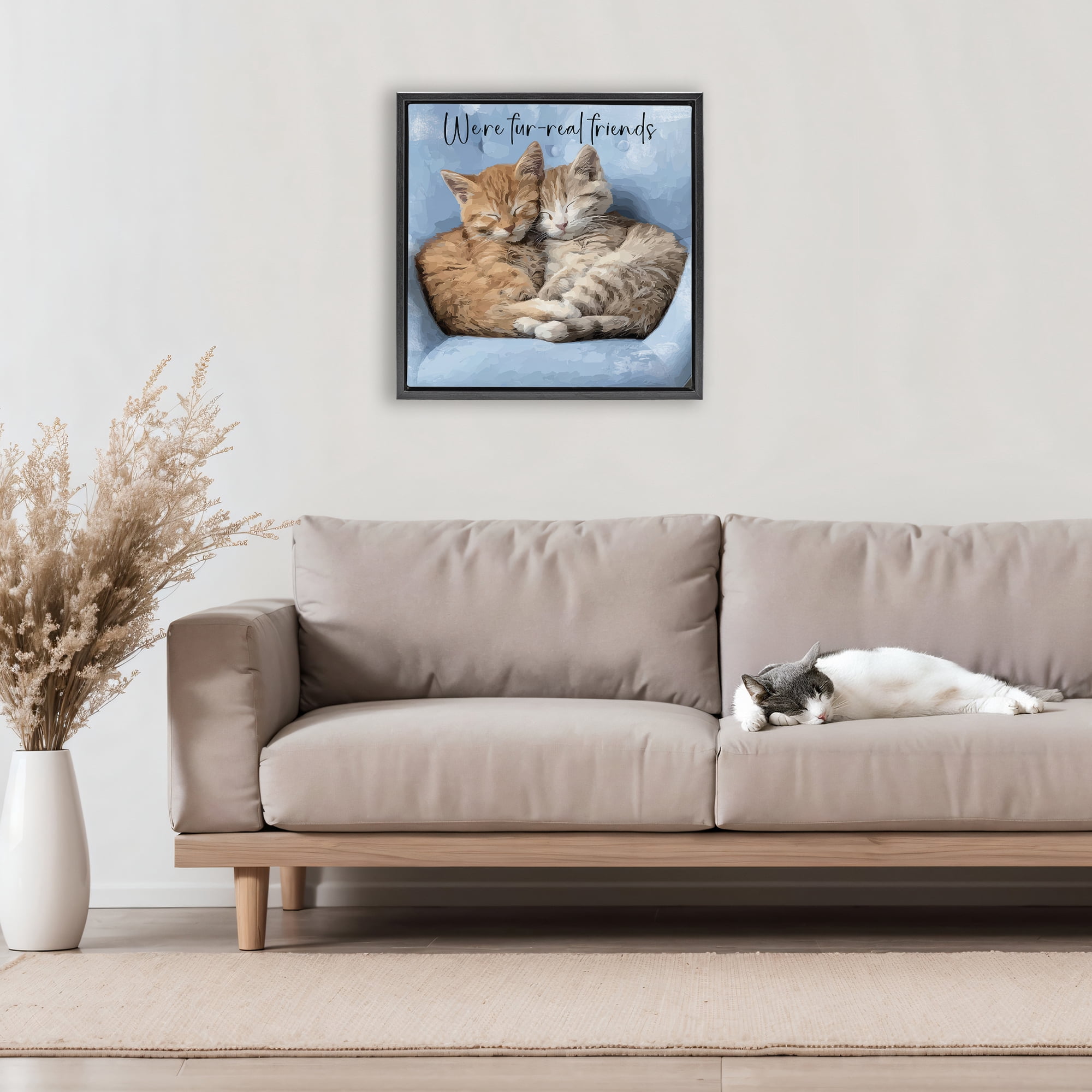 Stupell Industries We're Fur-Real Friends Black Framed Floater Canvas Wall Art, design by Kim Curinga