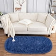 thumbnail image 4 of Homore Ultra Soft Modern Oval Rugs for Bedroom, 2.6' x 5.3' , Light Navy, 4 of 6
