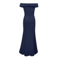 thumbnail image 6 of Feancey Womens Elegant Wedding Dress Off Shoulder High Split Prom Formal Maxi Dress Front Twist Knot Long Cocktail Evening Gown,Blue,XXL, 6 of 9