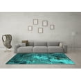 thumbnail image 3 of Ahgly Company Machine Washable Indoor Square Oriental Turquoise Blue Industrial Area Rugs, 4' Square, 3 of 4