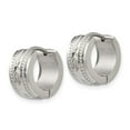 thumbnail image 3 of FJC Finejewelers Stainless Steel Polished and Textured 6mm Hinged Hoop Earrings 12 mm x 13 mm, 3 of 6