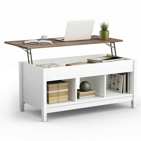 Costway Lift Top Coffee Table w/ Hidden Compartment and Storage Shelves Modern