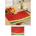 thumbnail image 6 of Watermelon Placemats Set of 4, Washable Woven Burlap Cloth Fabric Placemat for Square/Rectangle/Round/Oval Dining Table, Easy Clean Place Mats for Toddlers, Kids Red GreenBlack Summer Fruit Watercolor, 6 of 6