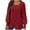 Red, variant on Womens Long Sleeve Tops Plus Size Solid Color Neck Casual Long Sleeved Loose T Shirt