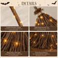 thumbnail image 4 of 2PCS Halloween Witch Broom, 5.5 FT Giant Handmade Real Twig Witch Broom, Lighted Halloween Decor for Spooky Party Supplies, 4 of 5