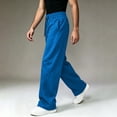 thumbnail image 5 of Mens Casual Sweatpants Solid Color Drawstring Elastic Waist Straight Leg Trousers Relaxed Fit Workout Pants, 5 of 9