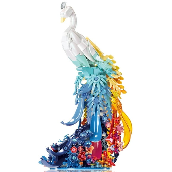 Remocguys Peacock Flower Building Set with Light Compatible with Lego Flowers Animal Bird Home Decor Gift for Adults