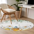 thumbnail image 4 of Round Area Rugs Collection 3 Ft, Daisy Spring Floral Non-Slip Residential Carpet, Farmhouse Botanical Green Leaves Wooden Indoor Crawling Mats Doormat Runner Rugs Play Mat for Bedroom, 4 of 8