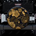 thumbnail image 1 of Subtle Gold Line Flowers Pattern Polyester Universal Spare Wheel Tire Cover Wheel Covers for Trailer RV SUV Truck Camper, 1 of 5