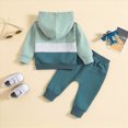 thumbnail image 7 of Zuwimk Patchwork Color Baby Hoodie Set 2PC Top Pants Outfit for Unisex Infants 3M-3Y Daily Wear(Green,6-12 Months), 7 of 7