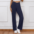 thumbnail image 4 of Womens Yoga Pants Wide Leg Pants Work Lounge Pants Crossover High Waisted Loose Casual with Pockets, 4 of 6