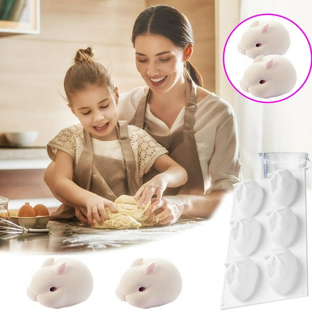 Molde de silicona para hornear pastel con 6 cavidades | Bandeja flexible antiadherente para pastel, caramelo, gelatina, jabón, chocolate | Fácil desmolde | Blanco | 20x17 cm | 1 unidad
