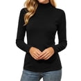 thumbnail image 3 of Tqcoqu Womens Solid Color Turtleneck Long Sleeve Ribbed Fleece Lined Thermal Base Layer Pullover Top,Women's,Size XS-L, 3 of 7